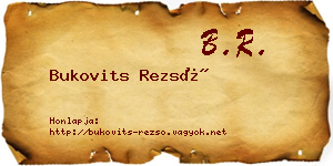 Bukovits Rezső névjegykártya